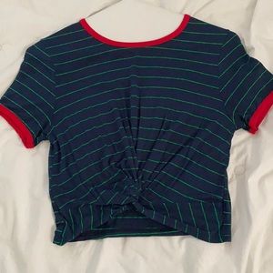 Striped casual cropped top